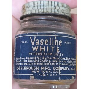 Vintage Vaseline White Petroleum Jelly Glass Jar with Original Box Size No 1